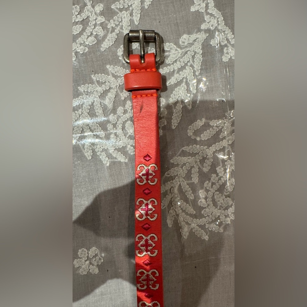 ❤️ Elegant Red Embroidered Leather Belt. Made in Italy